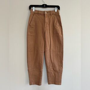 Everlane Organic Cotton Barrel Utility Pant in Golden Brown, size 0